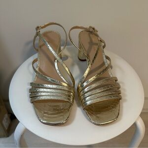 Via Spiga Metallic Gold Strappy Sandals